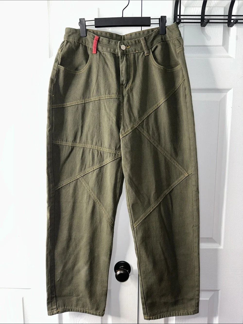 Olive Green Wide Leg Jeans Flare - Women - Picture 1 of 4